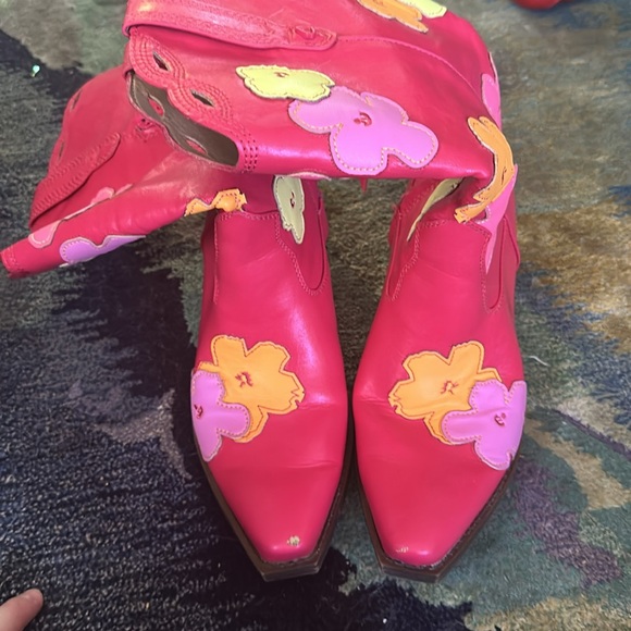 Colorful Floral pink Cowboy Boots size 10 - Picture 4 of 4